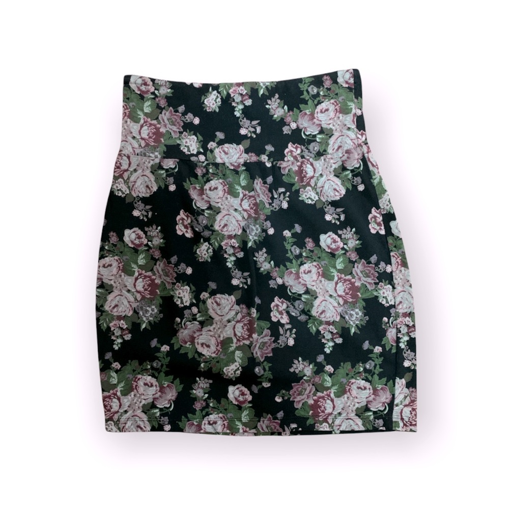 Talula Black Floral Pencil Skirt